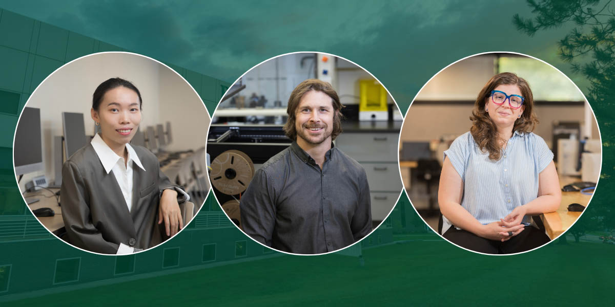 From left, Assistant Professors Yingxue Zhang, Robert Wagner and Stephanie Tulk Jesso won National Science Foundation CAREER Awards for their research.