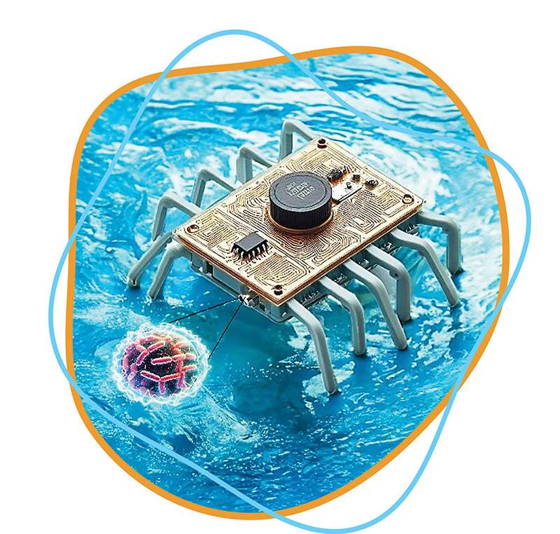 Professor Seokheun “Sean” Choi and his students designed a robotic “bug” that can skim across the ocean.