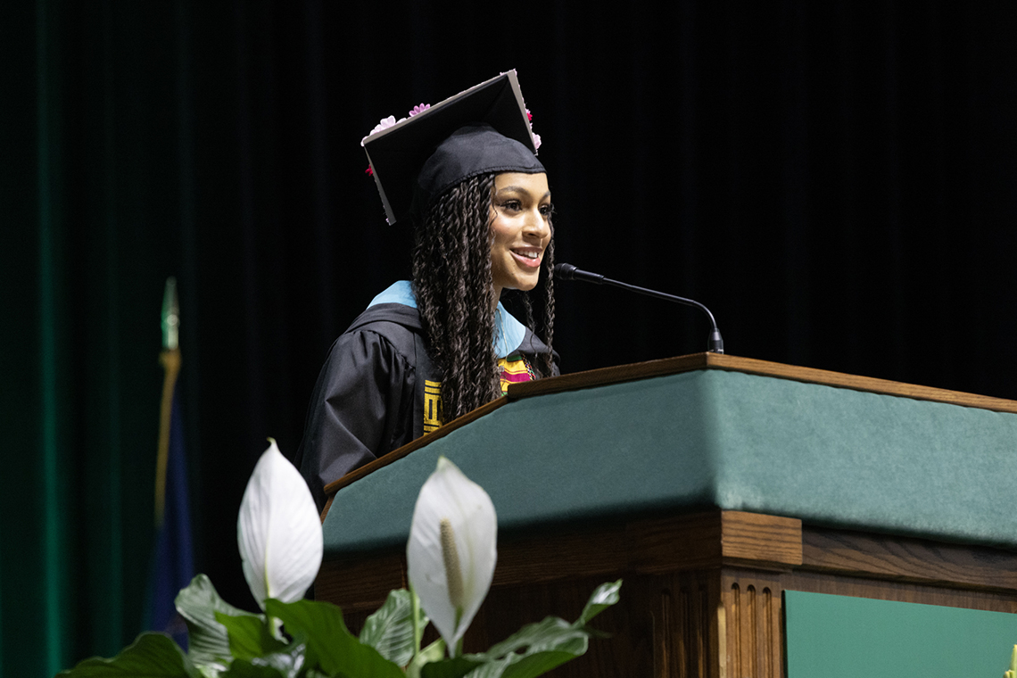 “Every single one of us carries a story of resilience.” - Paris DeFreitas, graduate student speaker