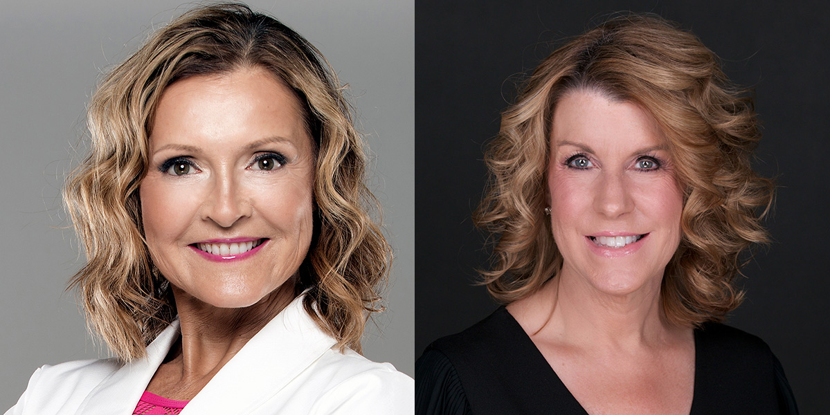 The 2023 Preceptor Appreciation Day event featured speakers Mimi Secor (left) and Wendy Wright. The annual event thanks preceptors for their help in educating graduate nursing students at Decker College of Nursing and Health Sciences.