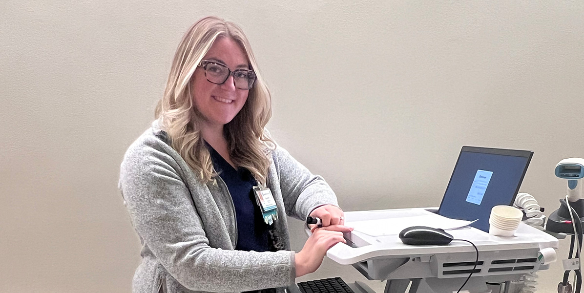Rachel Falcone, a registered nurse at Crouse Health in Syracuse, N.Y., completed Binghamton's online RN-BS program in 2025.