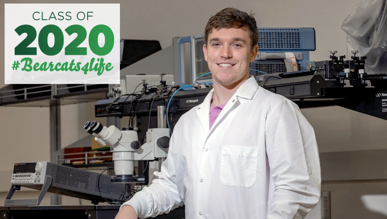 As an undergraduate student, Ryan Cadwell conducted research in the clean room at Binghamton University’s Center for Advanced Microelectronics Manufacturing, which brings government, academia and industry together to develop the next generation of roll-to-roll and printed flexible electronics manufacturing capabilities.