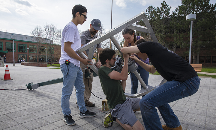 The students designed the solar-powered charging station for their Watson Senior Design Capstone Project.