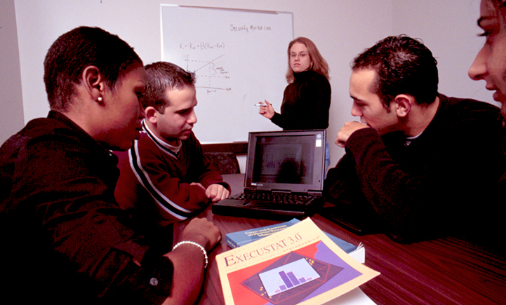 SOM students work on a project in 2000