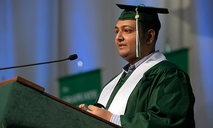 Karan “Ron” Kataria speaks at the SOM virtual Commencement event
