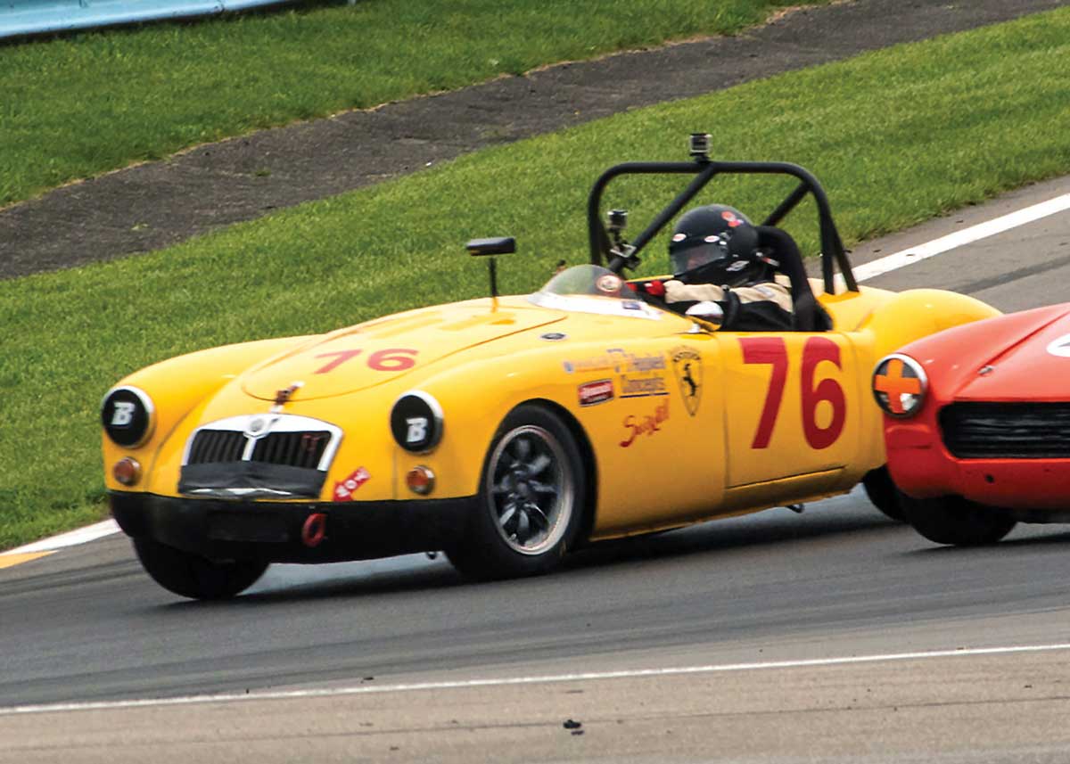 Honeybee (yellow) is an MGA (a particular model of MG). Note the Binghamton “B” on each headlight.