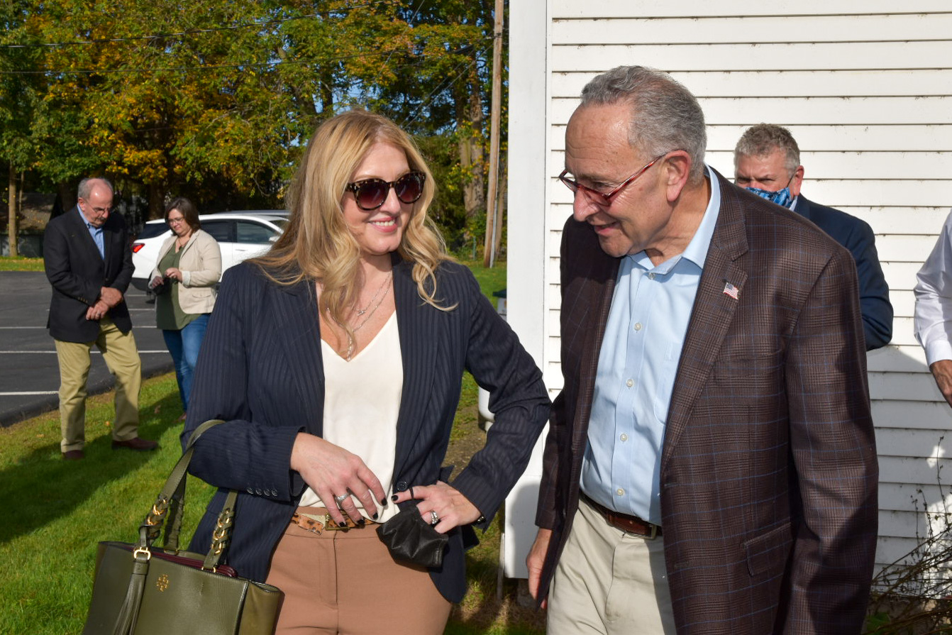 Amanda Spellicy, regional director for U.S. Senator Charles Schumer’s office, with her boss.