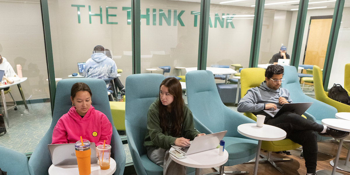Students study in The Union Undergrounds.
