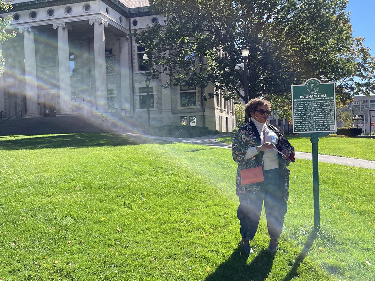 Associate Professor Sharon Bryant led a tour showcasing the history of the City of Binghamton and its role in the Underground Railroad as part of the International Association for Translation and Intercultural Studies (IATIS) Regional Workshop.
