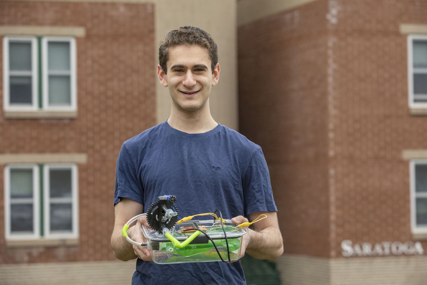 Jacob Goodman, a junior studying mechanical engineering at Thomas J. Watson School of Engineering and Applied Science, made a ventilator at his Saratoga residence in the Hillside Community mainly using items he bought at Walmart.