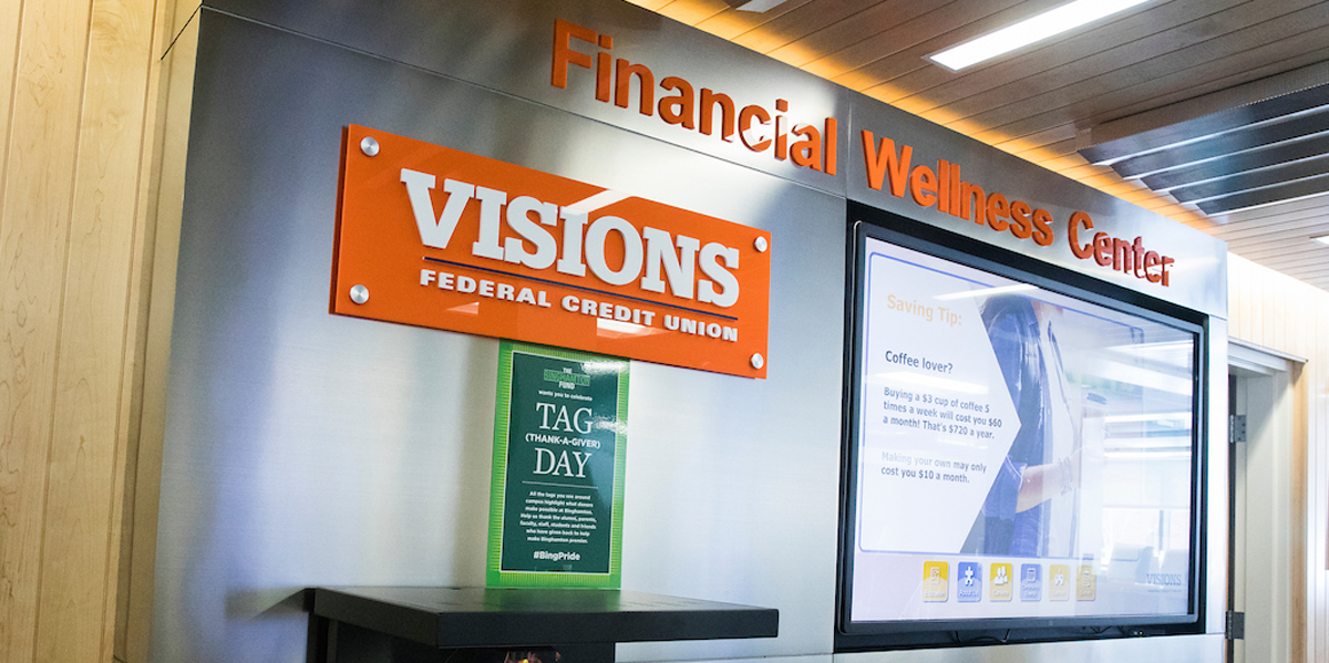 The Fleishman Center for Career and Professional Development has partnered with Visions Federal Credit Union since January 2017 to improve student financial literacy and financial wellness. The Visions Financial Wellness Center is located in the Fleishman Career Center in the University Union.