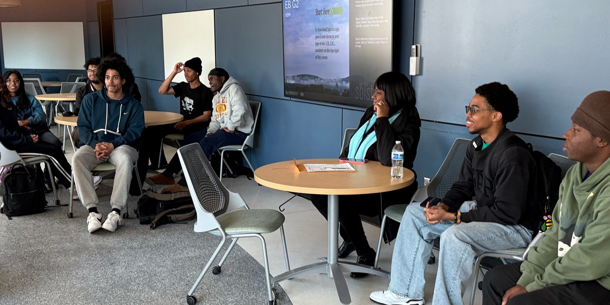 EOP students attend a Watson Scholars event at the Thomas J. Watson College of Engineering and Applied Science.