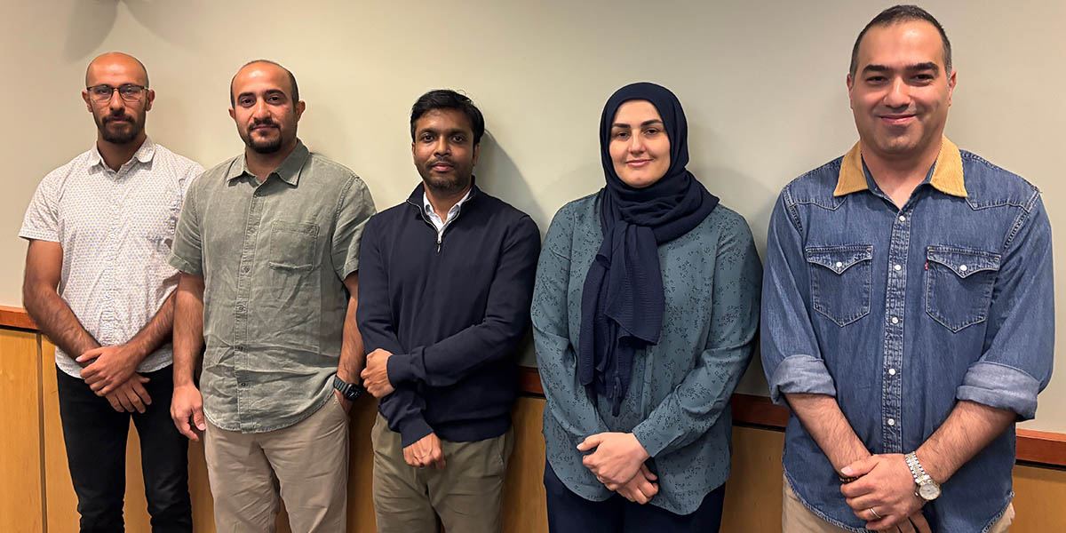The first cohort from the Watson Future Faculty Fellows (WF3) Program includes, from left, Javid Azimi Boulali, Akbar Solhtalab, Soumit Mandal, Sara Aghazadeh and Amir Esmaeili.