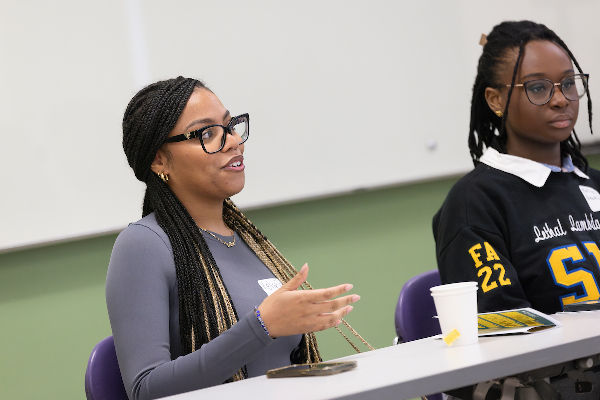 MRC Student Manager and event organizer Kelise Joly (left) served on the panel 