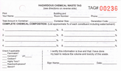 Hazardous Chemical Waste Tag