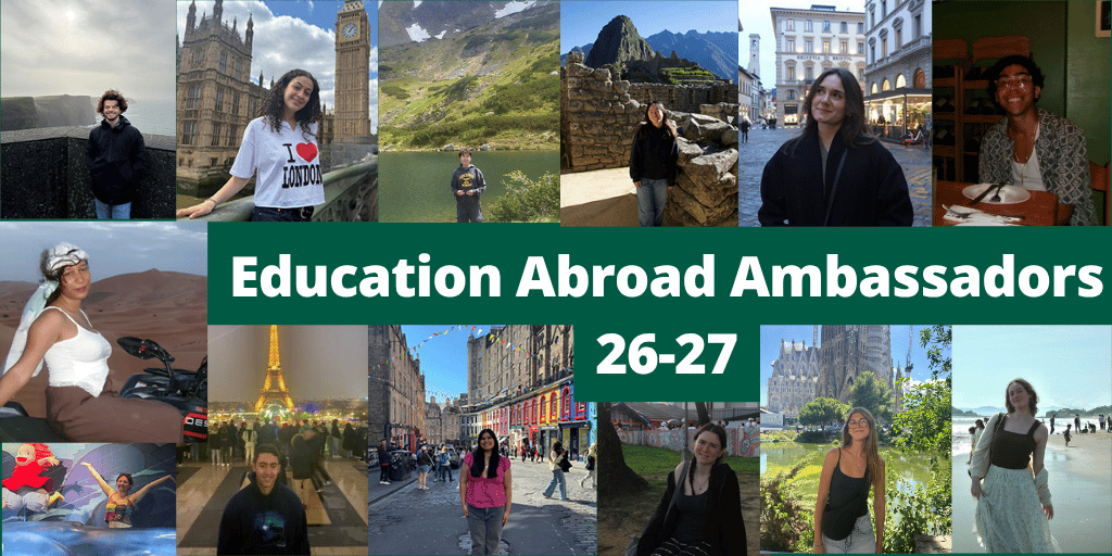 Photo collage of the 2026-2027 Education Abroad Ambassadors