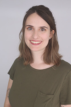 A human female smiling