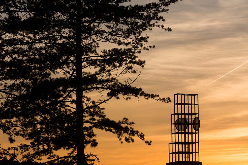 Clock Tower Facing the Sunset