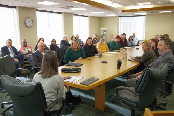 President D'Alleva meets with staff from the Division of Advancement