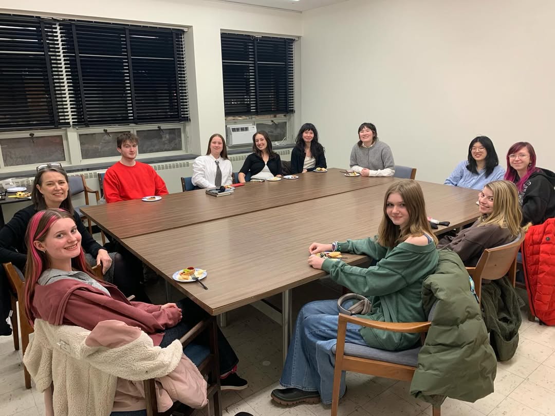 President D'Alleva meets with students from the Undergraduate Art History Association President D'Alleva meets with students from the Undergraduate Art History Association