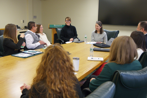 President D'Alleva meets with staff from Business Affairs