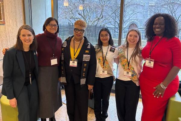 President D'Alleva (left) poses with other participants at Girl Congress 2026. President D'Alleva (left) poses with other participants at Girl Congress 2026.