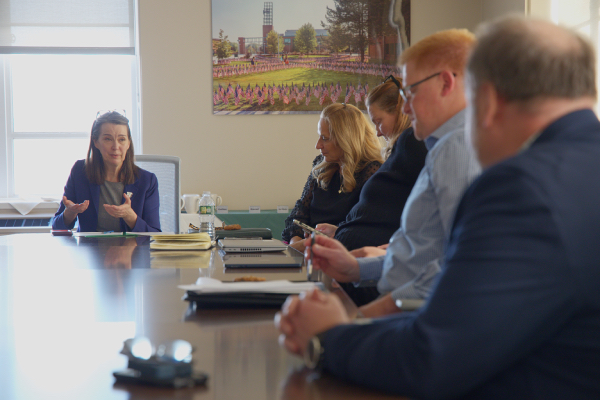 President D'Alleva meets with staff from Information Technology Services