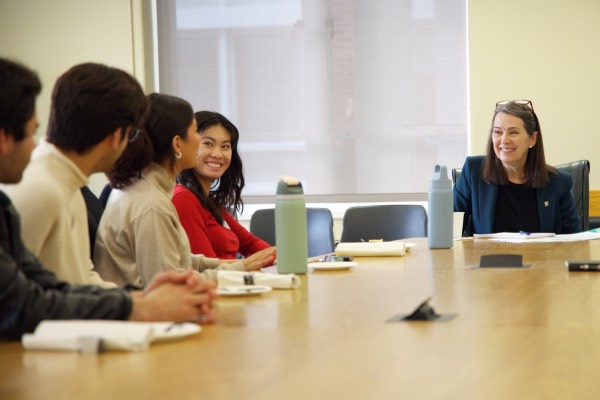 President Anne D'Alleva meets with representatives from the Student Association