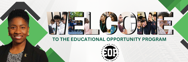 Welcome to EOP Image displaying a picture of the EOP Director as well as the text "welcome to the educational opportunity program: