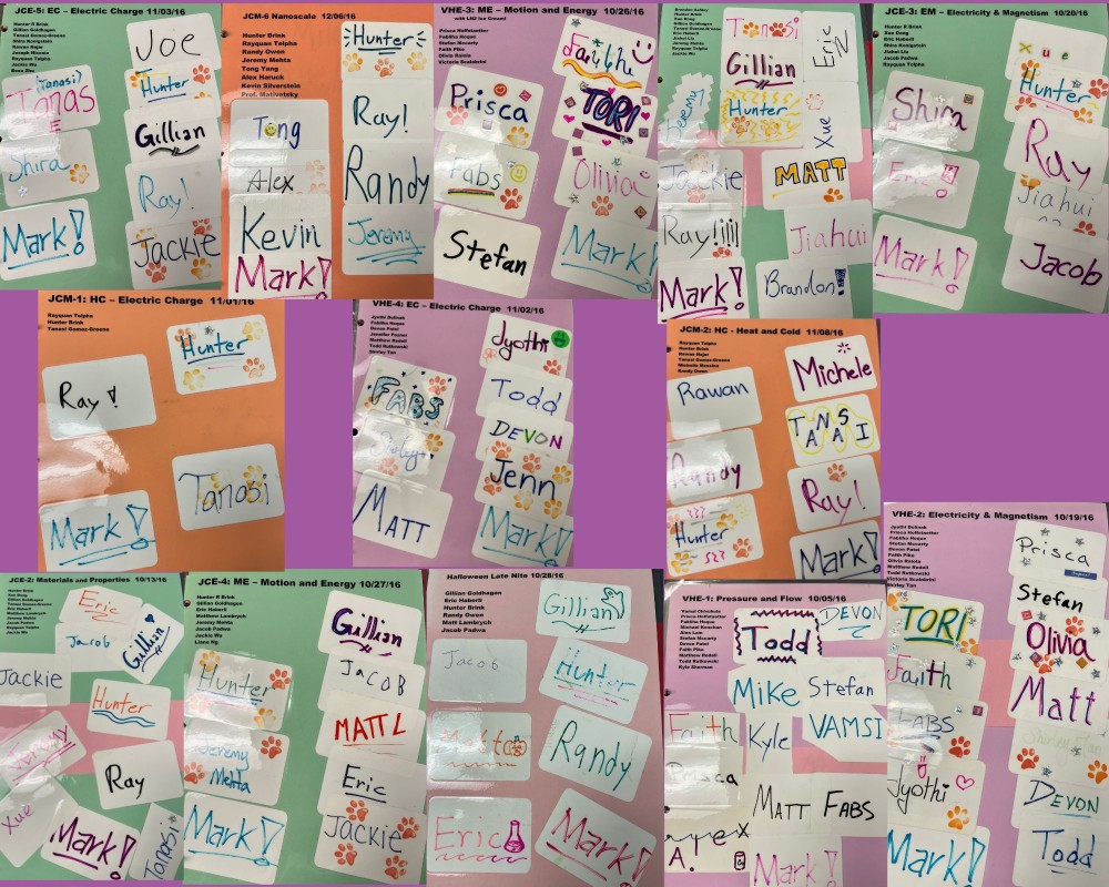 Fall 2016 name tag collages