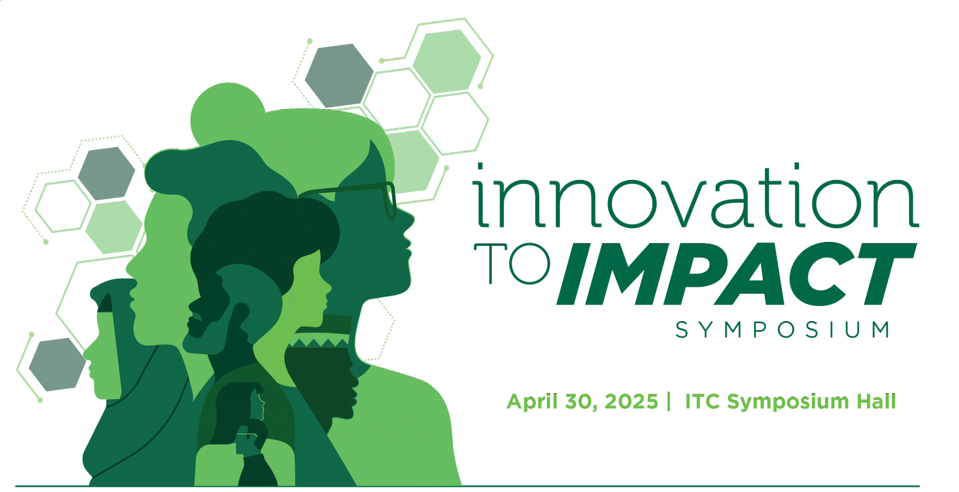 generic illustration of a cluster of human side profiles, faint background texture of hexagon shapes arranged in abstract way to suggest innovation in the mind