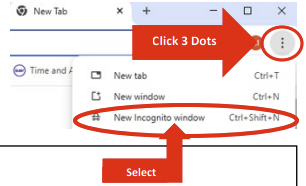 Incognito window instructions