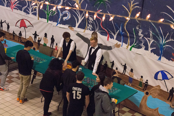 CIW students playing casino games during Casino-in-the-Woods.