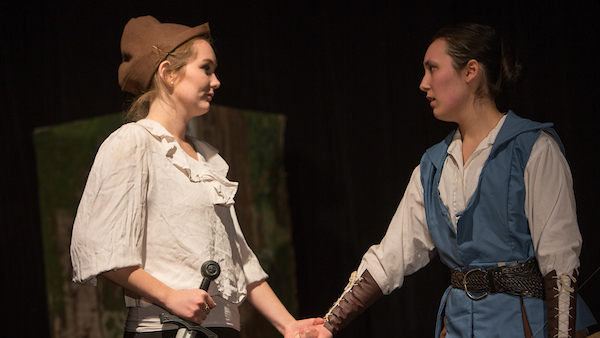 Two students performing in HPC's Robin Hood.