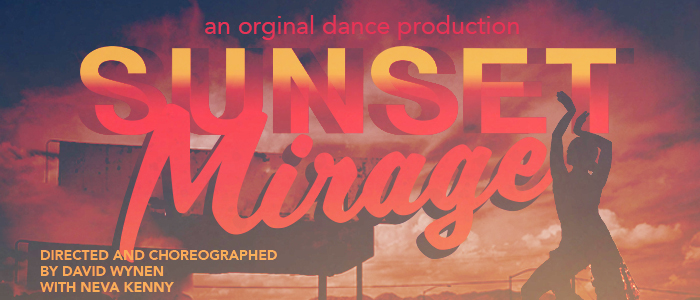 sunset in desert landscpae with a dancer and guitar player enaged with each other in silhouette